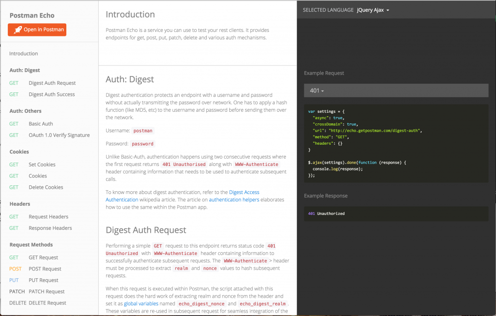 Postman Echo documentation