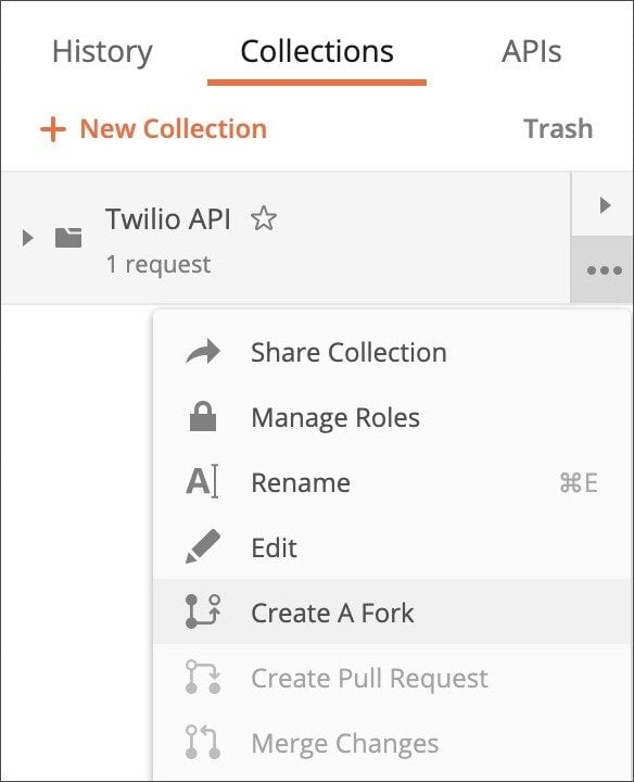 Forking a collection in Postman