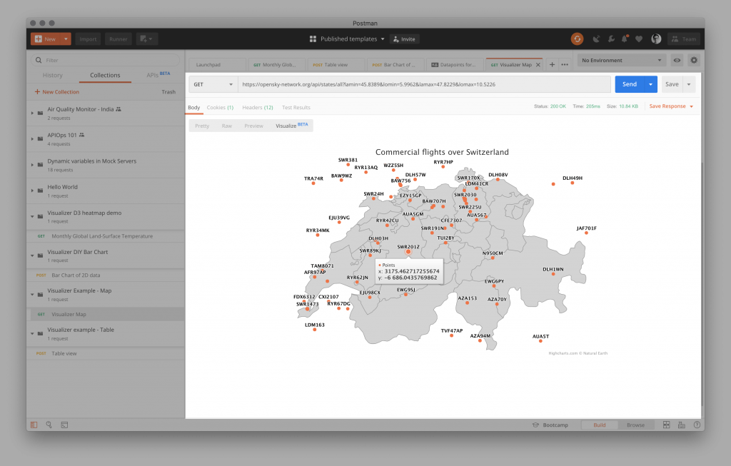 Visualizing a map with Postman