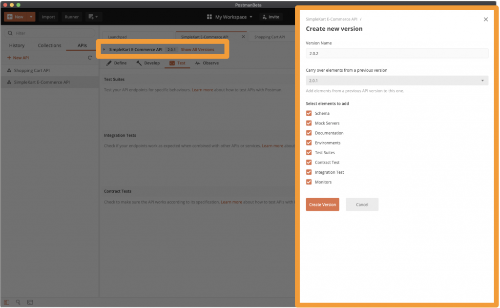 API Development: Version your API and API elements in Postman