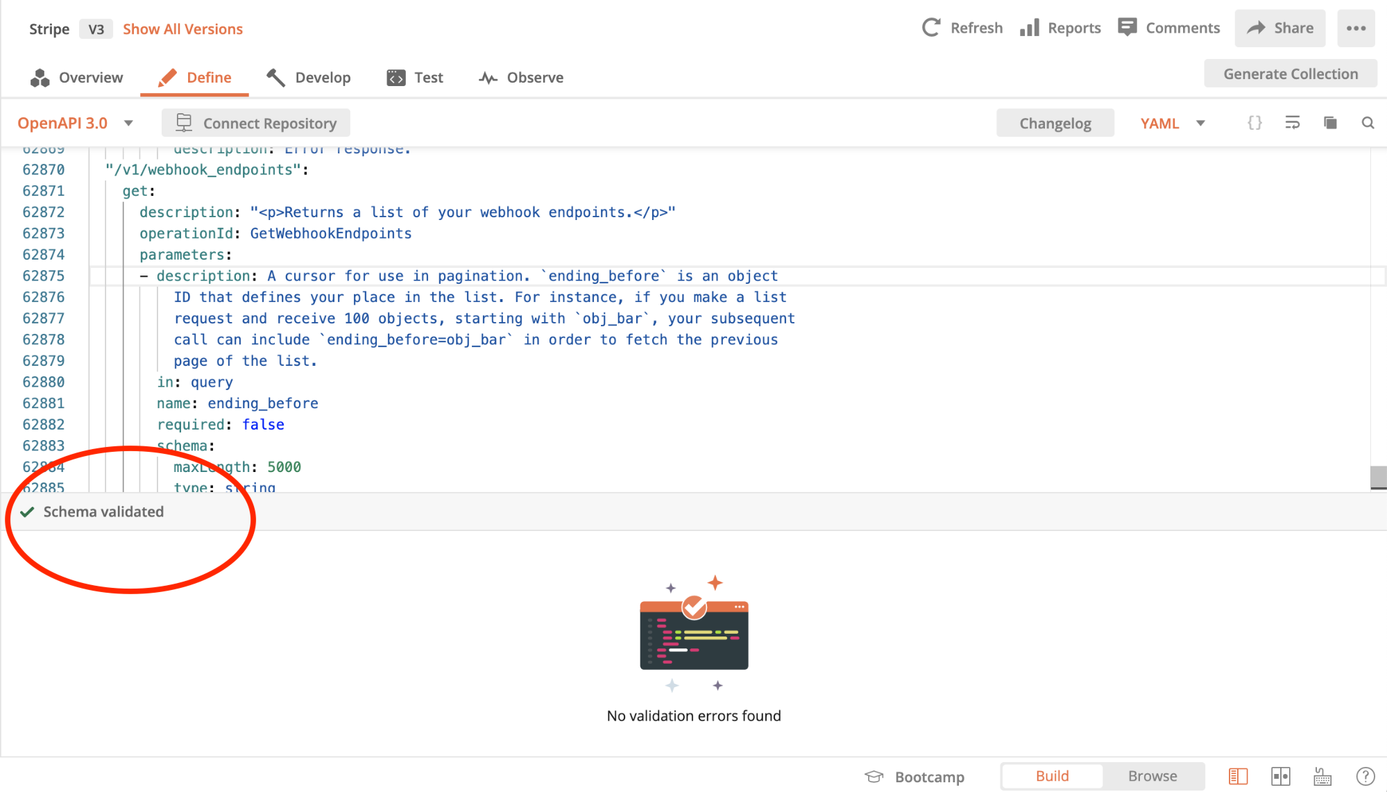 Postman API Builder validates OpenAPI definitions