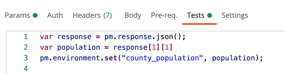 Test snippet of county population environment value