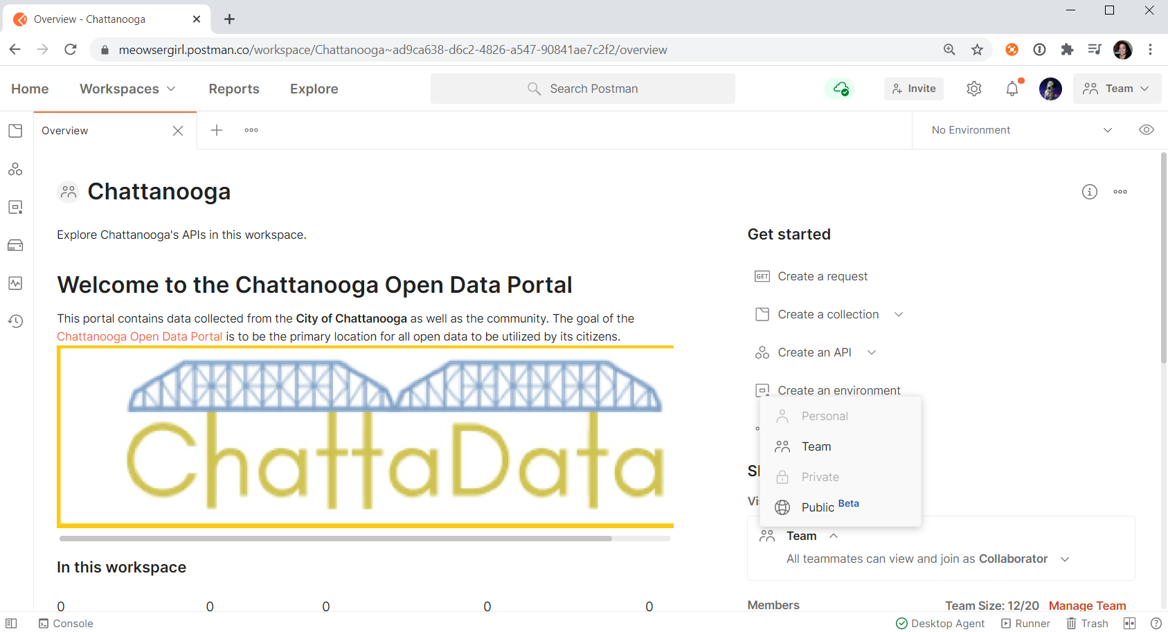 Update visibility of your workspace to Public