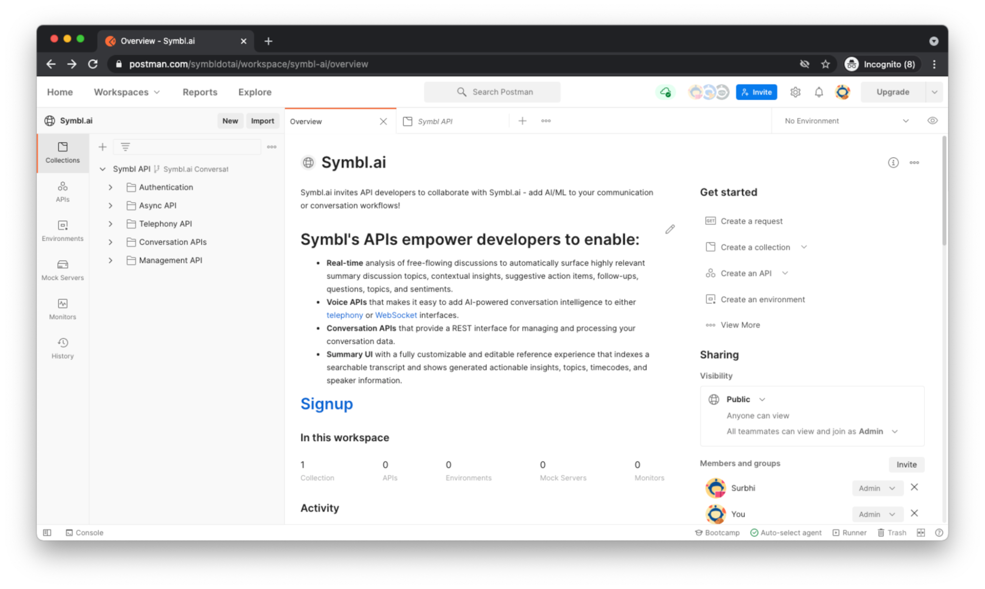 Symbl.ai’s public workspace