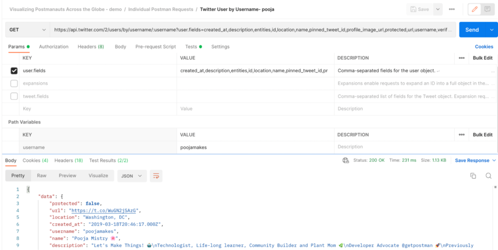 Twitter API V2 User by Username request