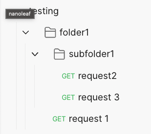 Example of subfolder use in Postman