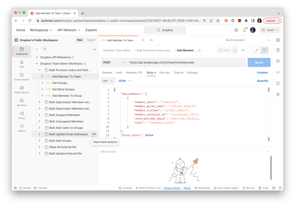 Dropbox has API workflows for admin roles