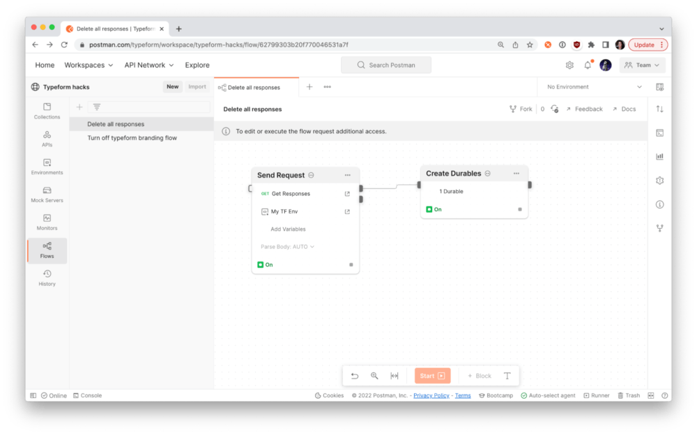 Typeform created low-code Flows to illustrate API workflows