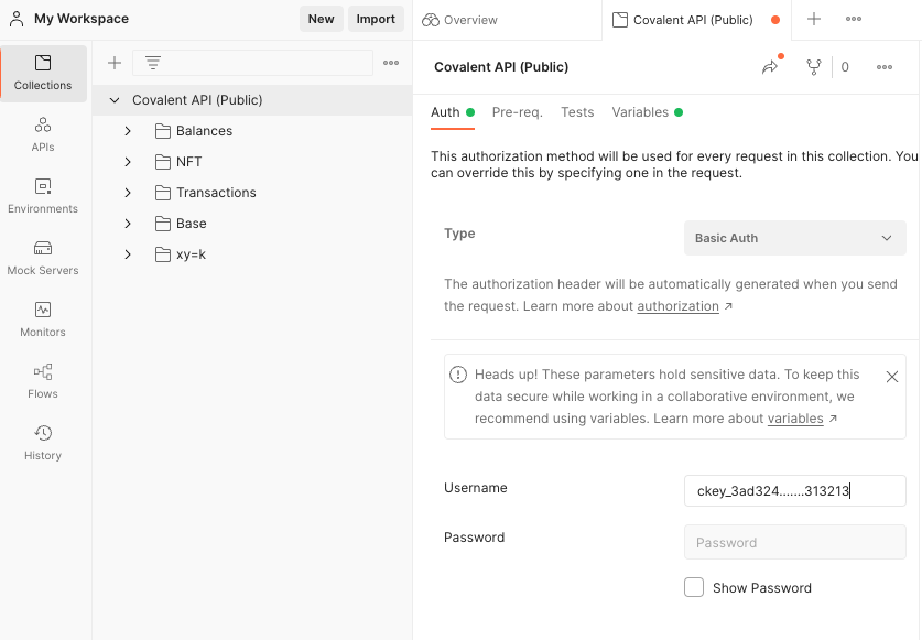 Add your Covalent API key