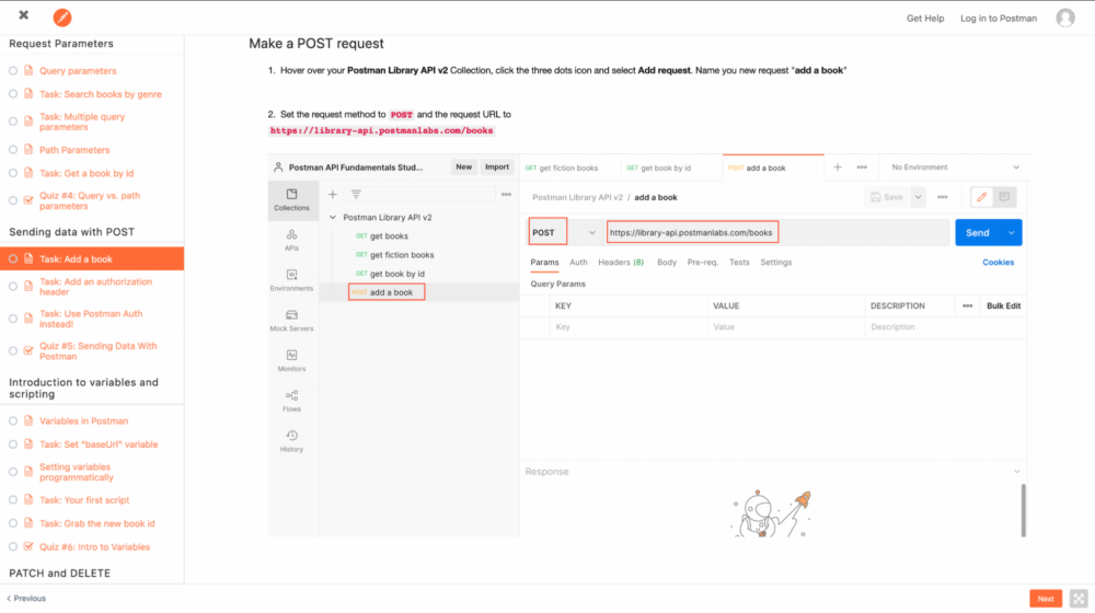 Postman Student Programs UI