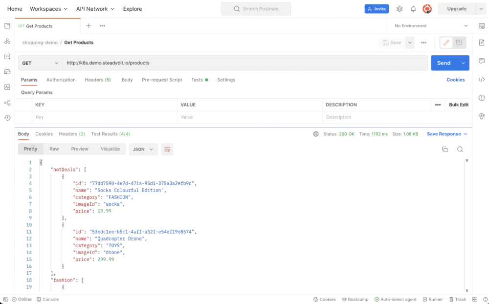 Postman showing the response body of our HTTP request.