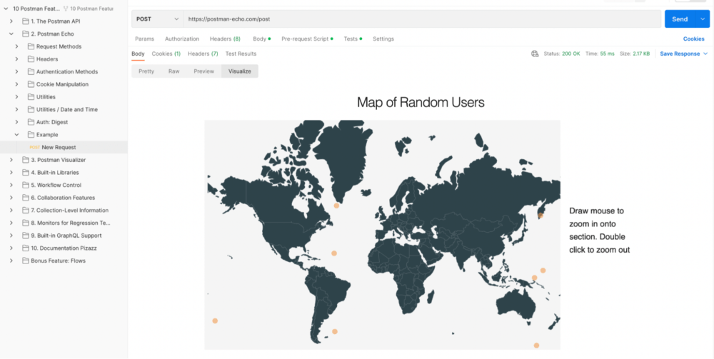 Postman Visualizer map view