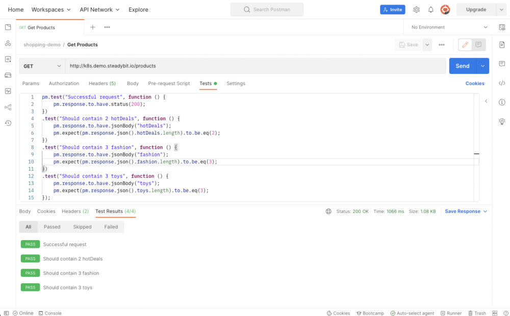 Tests passing in Postman