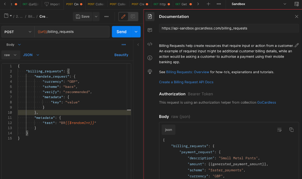 Documentation inside Postman