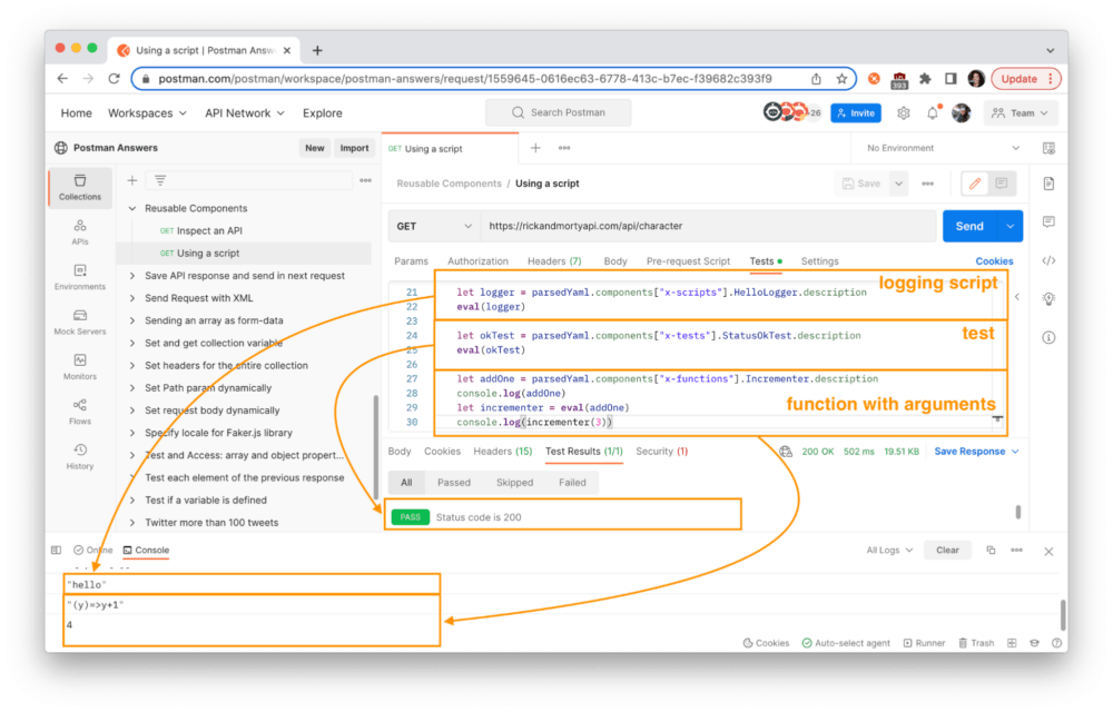 Confirm the scripts work as expected, such as logging to the console, running a test, and incrementing an integer.