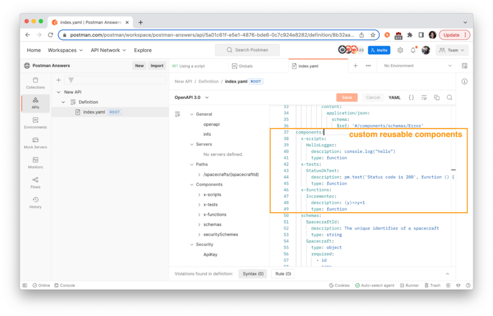 Create custom components using an `x-` prefix