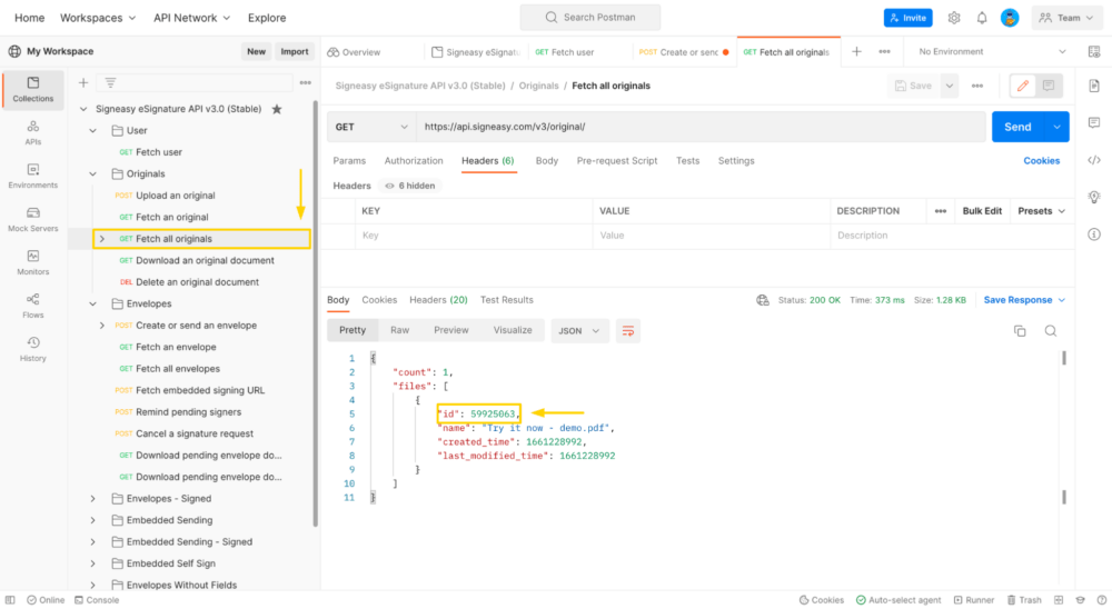 A GET request to the fetch all originals endpoint