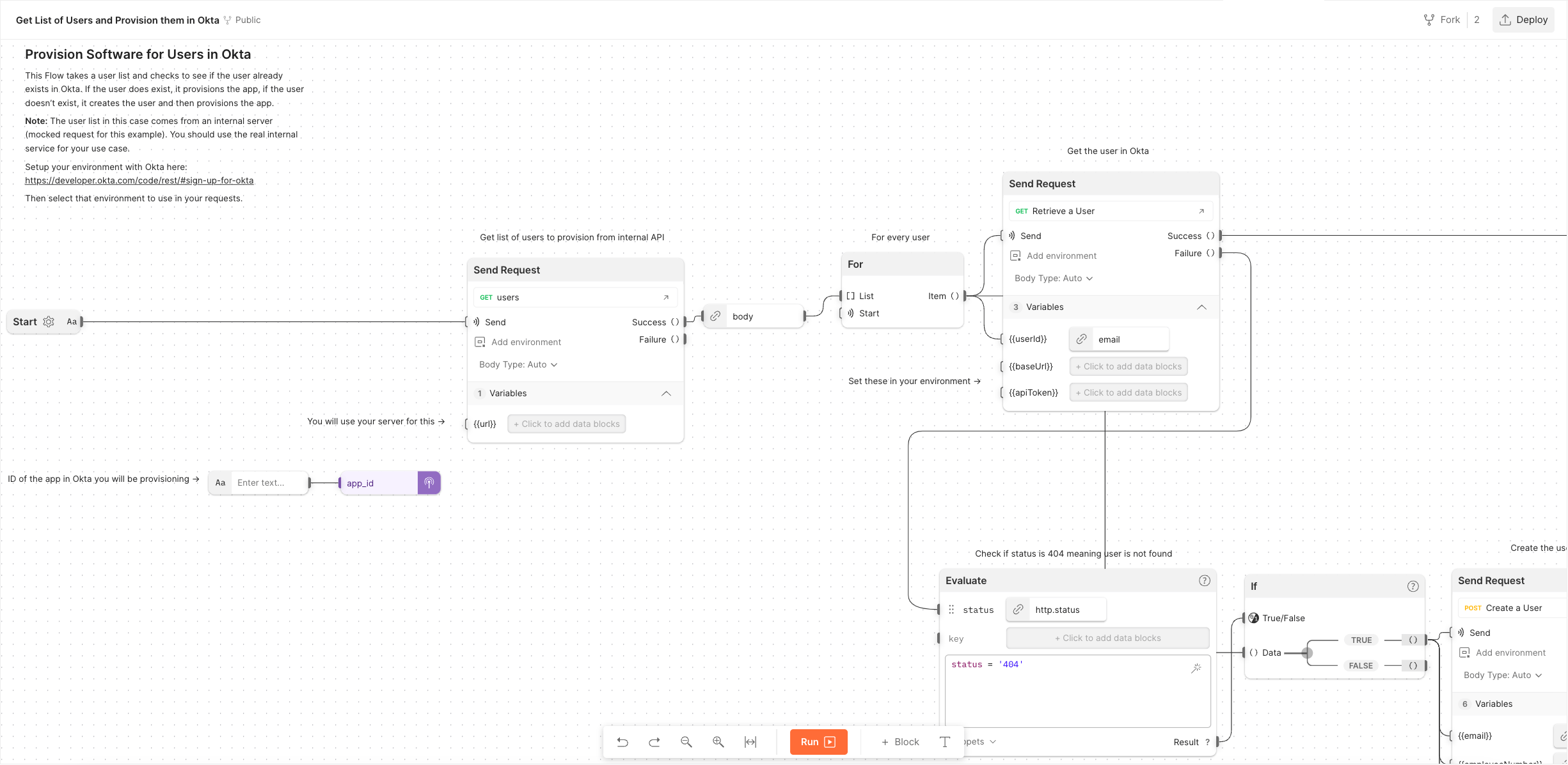 Postman Flow used to provision software for users in Okta