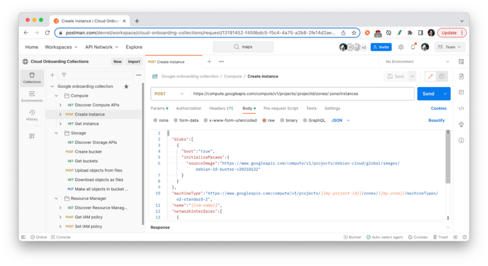 Fork the example collection to your own workspace