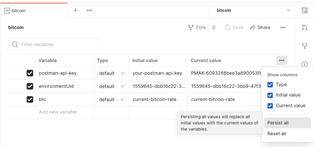 Persist values between sessions by updating the initial value to match the current value