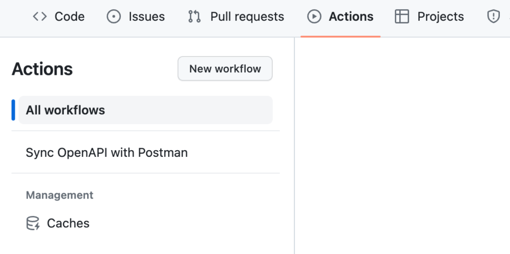 The GitHub Actions tab.