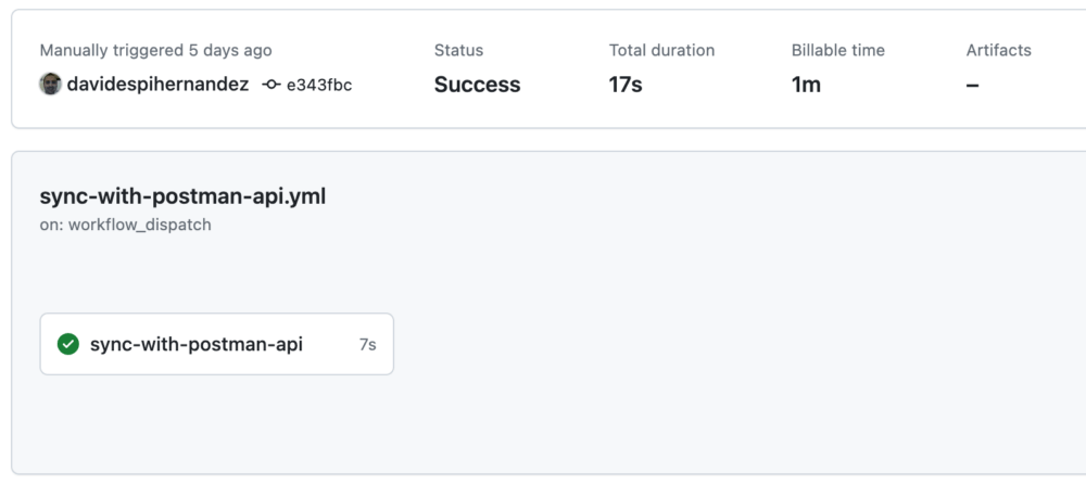 The workflow run’s logs in GitHub.