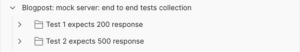 An example of the testing collection's folders for each test in Postman.