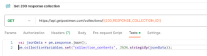 An example of the Test script in Postman's Tests tab.