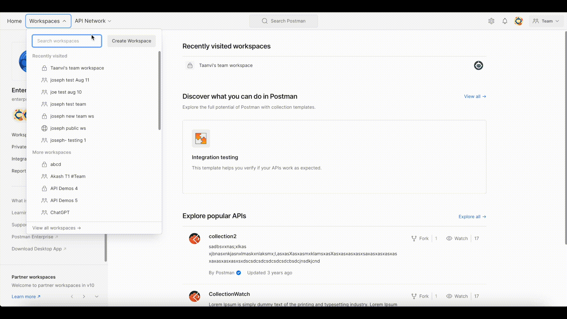 Example of creating a new workspace and choosing the type of access you want enabled